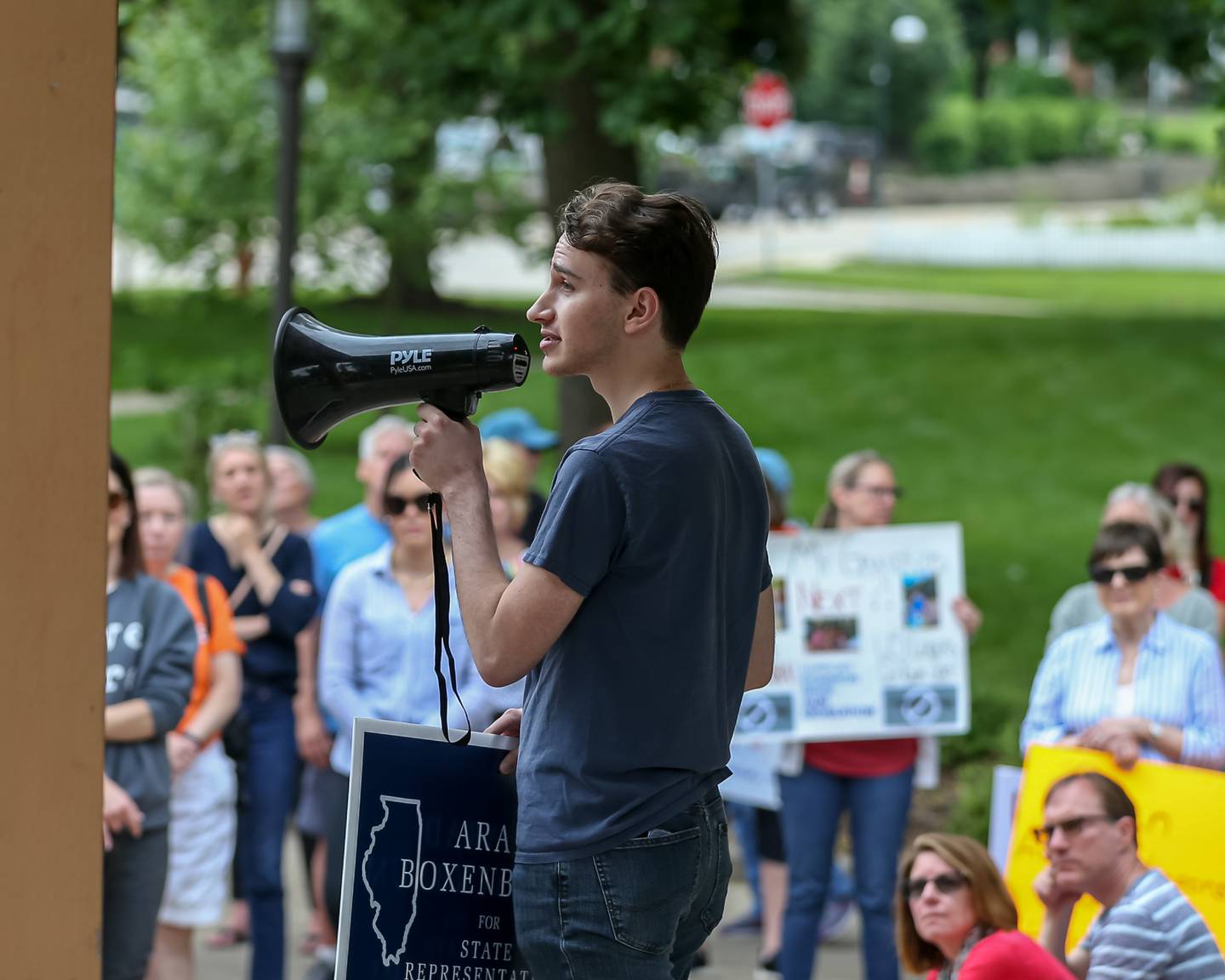 State representative candidate addresses the crowd during the March for Lives rally and march. June 11, 2022