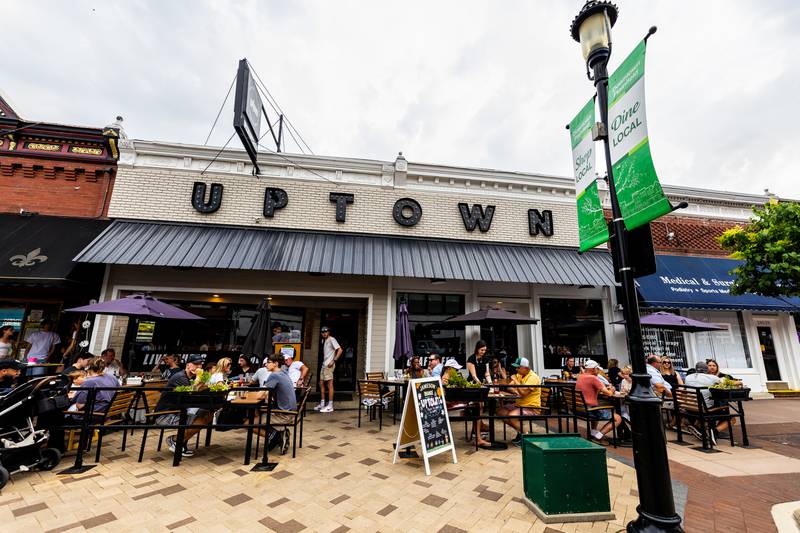 Folks enjoy the outdoor seating area at Uptown during the first Plainfield Cruise Night of the season on June 3, 2025.