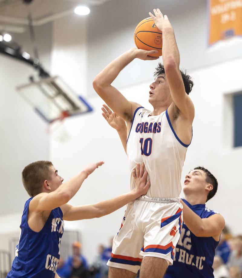Eastland’s Zyacn Haverland puts up a shot against Newman Tuesday, Dec. 10, 2024, at Eastland High School.