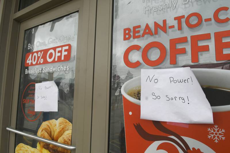 An ice storm, coupled with strong winds, caused numerous electrical outages in Forreston on Thursday. The Casey's General Store, located on Illinois 72 in downtown Forreston, remained closed Thursday afternoon.