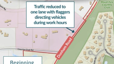 Construction traffic congestion expected on Dunham Road in St. Charles for 2 weeks 