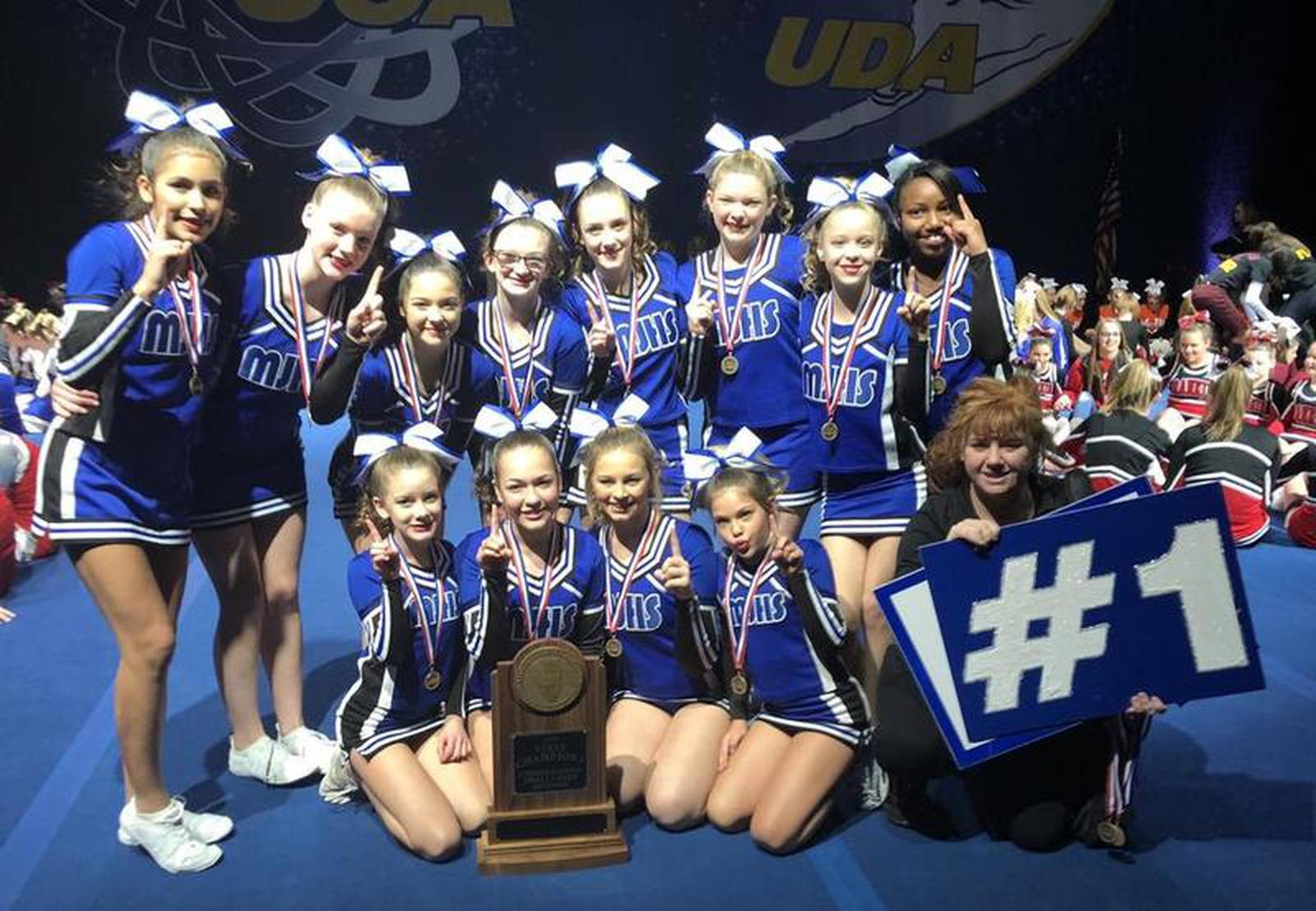 Minooka Junior High cheer team takes home firstplace title Shaw Local