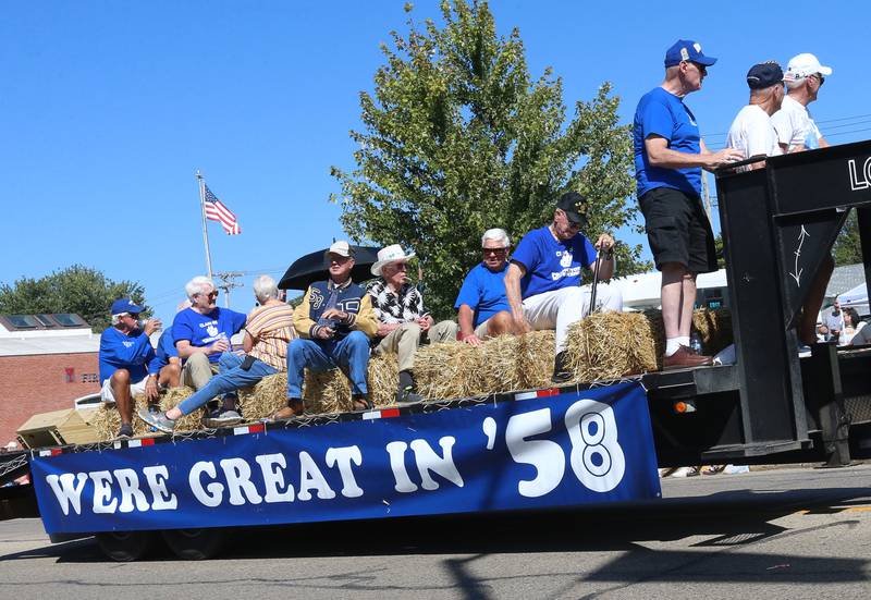 The Princeton High School class of 1958 rides on a float during the 52nd annual Homestead Festival parade on Saturday, Sept. 9, 2023 in Princeton.