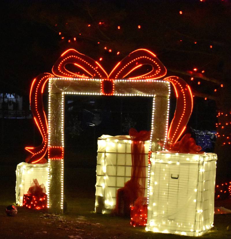 A light display is seen at the Centennial Park in Rock Falls on Friday, Dec. 19, 2025.