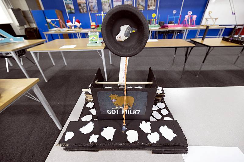 The students of Rock Falls Middle School put their own creative spin both for the project. The catapults had to be visually interesting while technically effective.