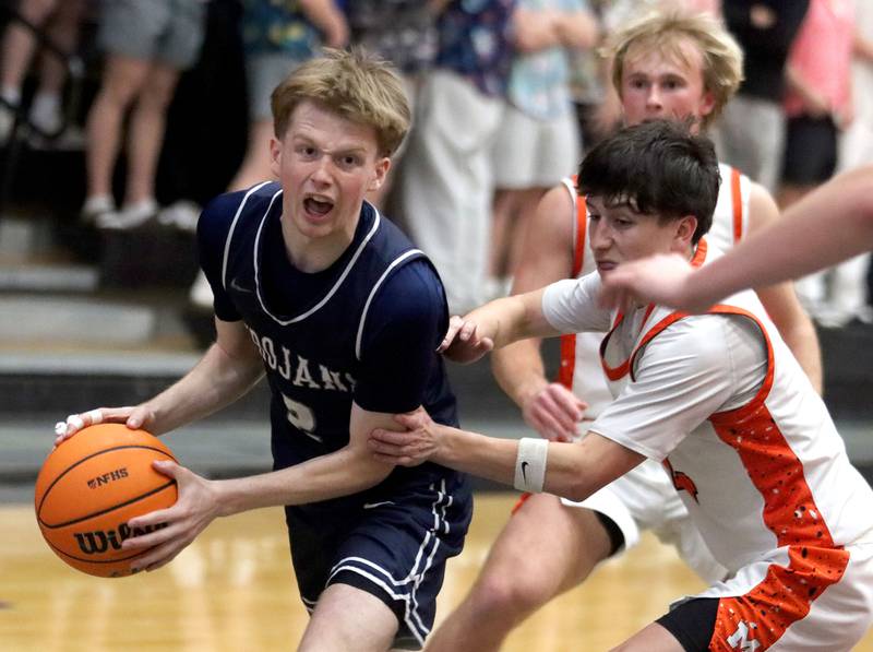 Cary-Grove’s AJ Berndt leads for the hoop in varsity boys basketball on Tuesday, Feb. 17, 2026, at McHenry High School in McHenry.