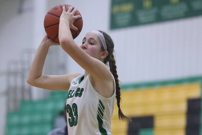Providence’s Claire Wajda looks to pass against Lockport.