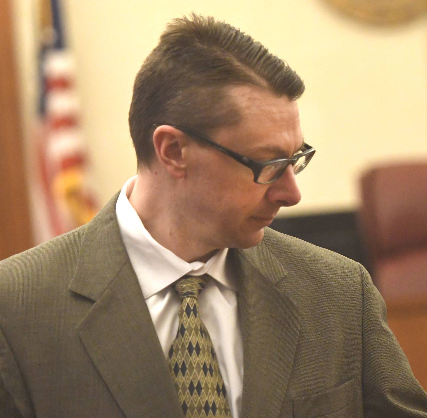 Duane "DC" Meyer walks to the defense table in an Ogle County courtroom on Thursday, Jan. 29, 2026 at the Ogle County Judicial Center in Oregon