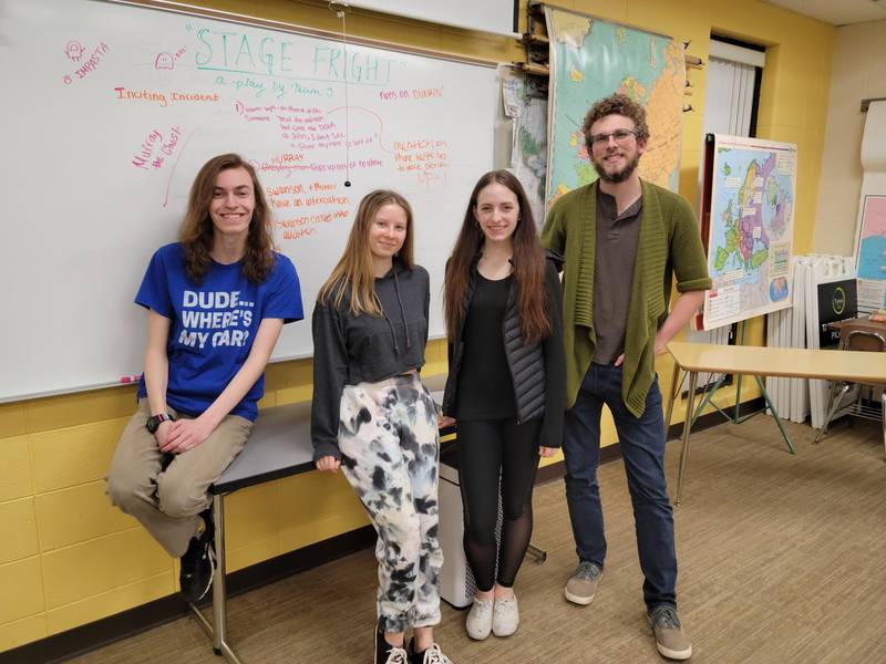 Winners of this year’s 24-Hour Play Competition included (from left to right) Alex Koppari, Emma Himley, Isabella Aguilar, and Nathan Bodecker.