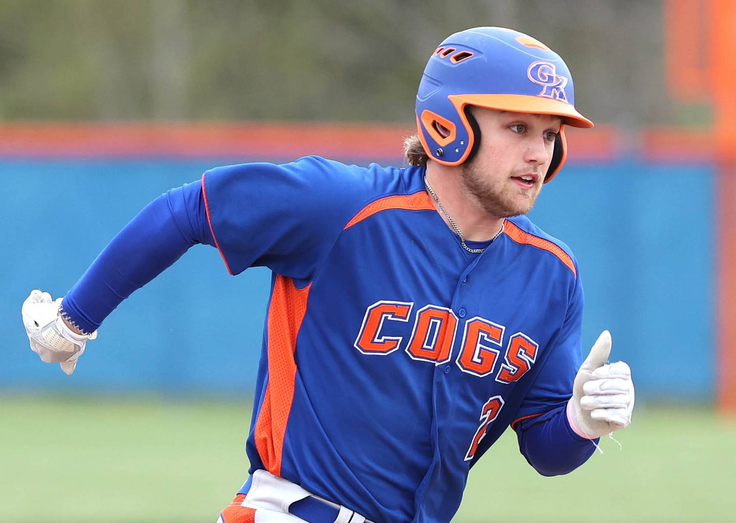 Genoa-Kingston's Nolan Perry rounds third on his way to scoring a run during their game against Rockford Lutheran Tuesday, May 2, 2023, at Genoa-Kingston High School.