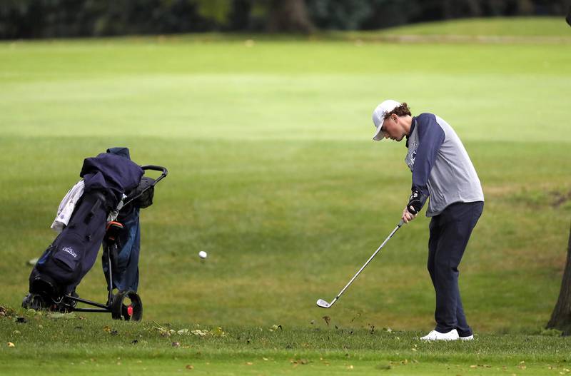 Dane Ellis of Lake Park, Tuesday September 19, 2023 at the Bartlett Hills Golf Club during the 2023 DuKane Conference Championship.