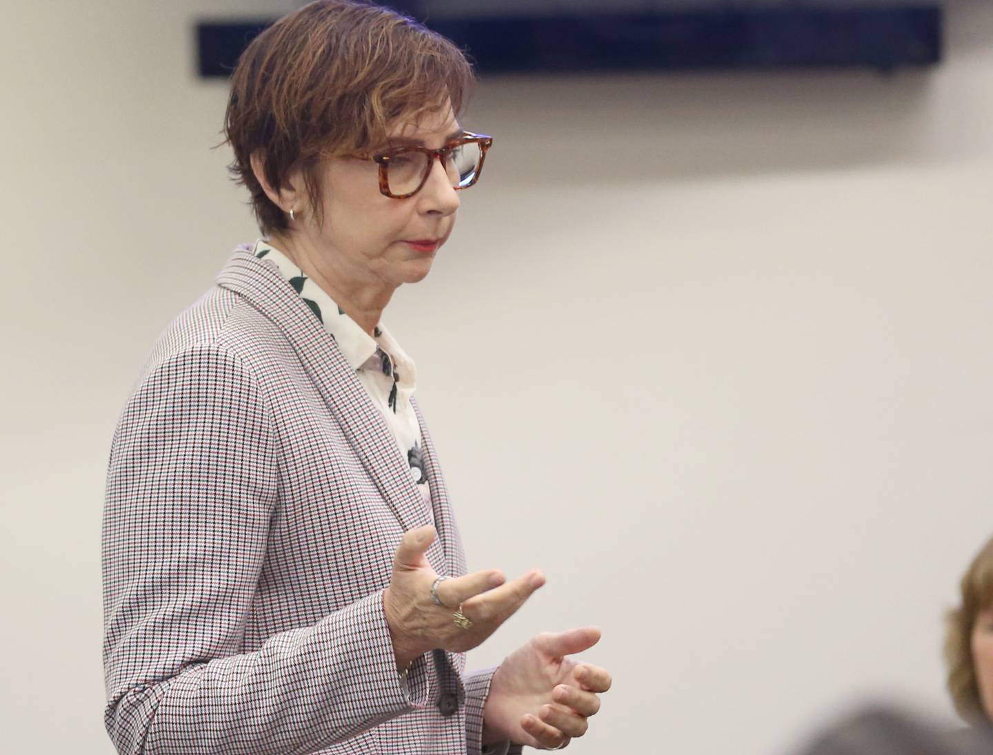 Bradley French's attorney Mauren Williams, speaks to the jury during opening remarks during a second murder trial on Tuesday, Aug. 15, 2023 at the La Salle County Government Complex in Ottawa. French of Varna was convicted in 2016 of murdering 38-year-old Joshua Scaman of Oglesby.