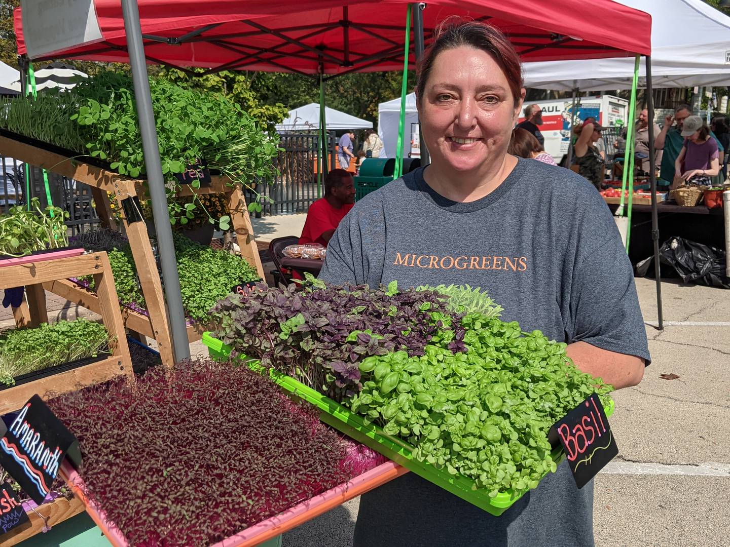 Jamie Rudder grows microgreens as part of her Oswego-based business, Vital Superfoods of Woolley Farm. This is her fourth year of being a vendor at the Oswego Country Market.