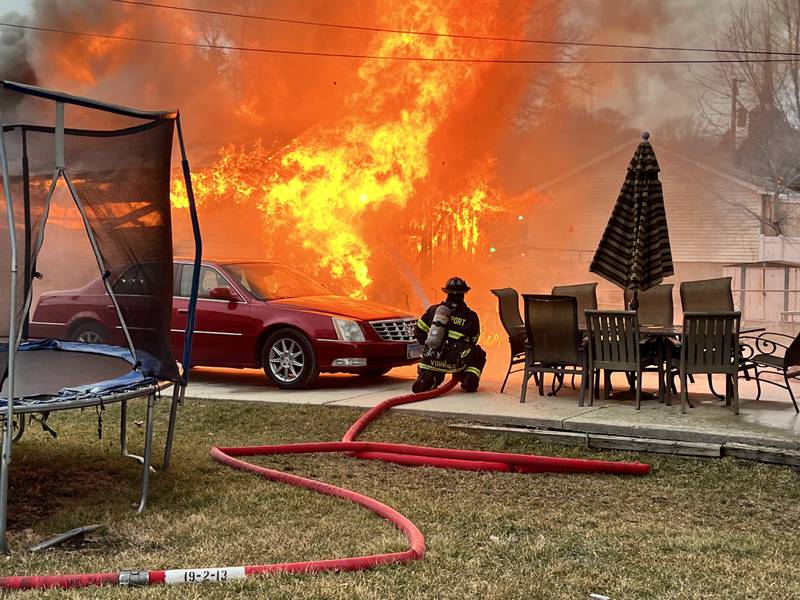 Firefighters put out a fire on Wednesday at a detached garage in the 200 block of Davis Avenue in Rockdale.