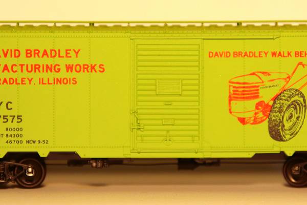 Bradley tractor remembered in model train car