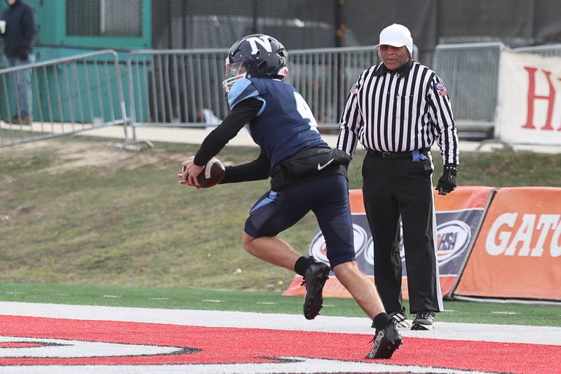 Nazareth’s Frankie Nichols takes the fake punt for a first down against Joliet Catholic in the Class 5A state championship on Saturday, Nov. 30, 2024 in Normal.