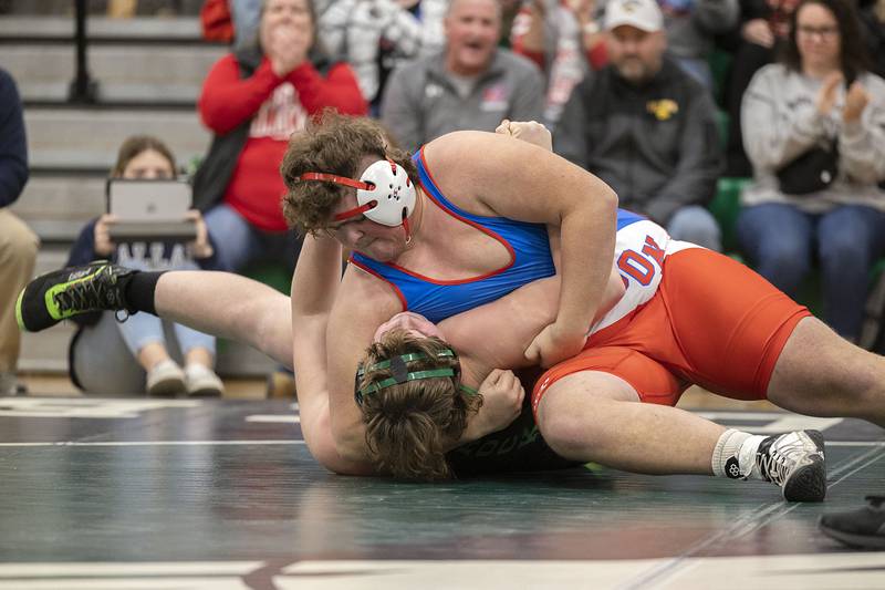 Oregon’s Colton Flaharty pins Rock Falls’ Jacob Hosler Thursday, Jan. 19, 2023 in Rock Falls.