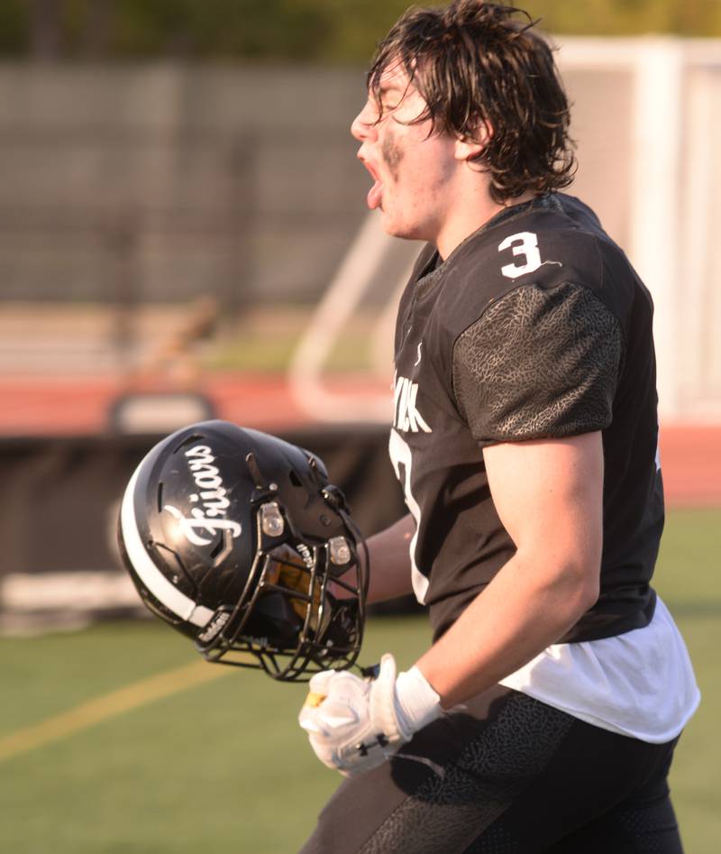 Fenwick's players including Patrick Gilboy rushes the fans during their victory against Brother Rice Saturday, Nov. 2, 2024.