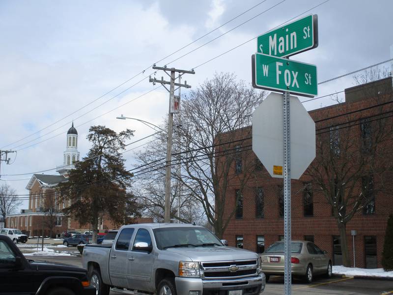 Fox Street, which passes directly in front of the Kendall County Office Building in downtown Yorkville, is to be resurfaced. The street will become a designed Kendall County highway under a deal between the city and county. (Mark Foster -- mfoster@shawmedia.com)