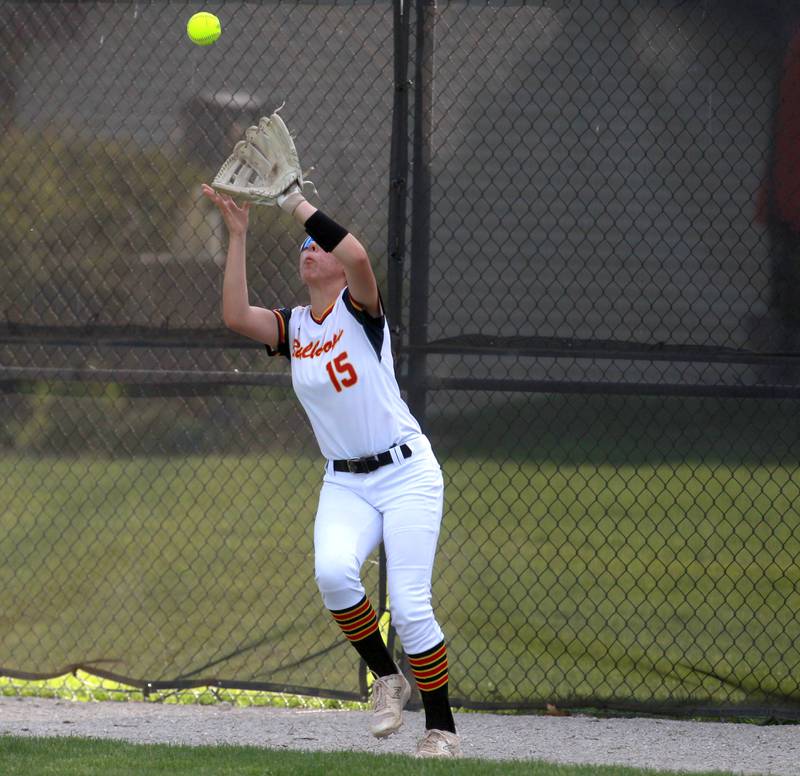 Batavia's Amira Mendoza makes a catch in the outfield during a game on Tuesday, May 6, 2025 against Geneva in Batavia.
