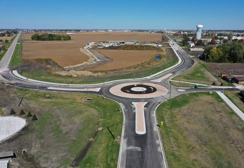 The Peru roundabout project prior to its finish. It is the first roundabout in La Salle County, but Utica is planning on building one at the intersection of Route 178 and U.S. 6 in 2021.