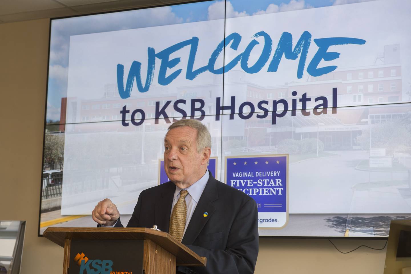 Senator Dick Durbin talks on Thursday, July 7, 2022 about the grant awarded to KSB by the federal government to help update the neonatal ward at the hospital.