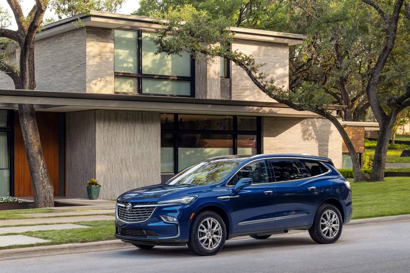 The 2023 Buick Enclave has three rows and a base price of $45,000.