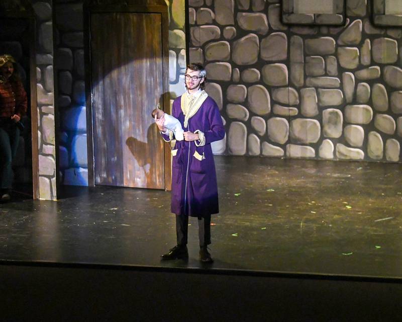 Gabriel Deaton plays the Narrator of the production Puffs on Saturday Nov. 23, 2024, during the Downers Grove North’s fall play held at Downers Grove North High School.