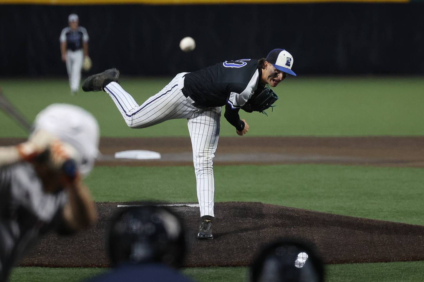 Lincoln-Way East’s Zach Kwasny delivers a pitch against Brother Rice in the Class 4A Crestwood Supersectional on Monday, June 5, 2023 in Crestwood.