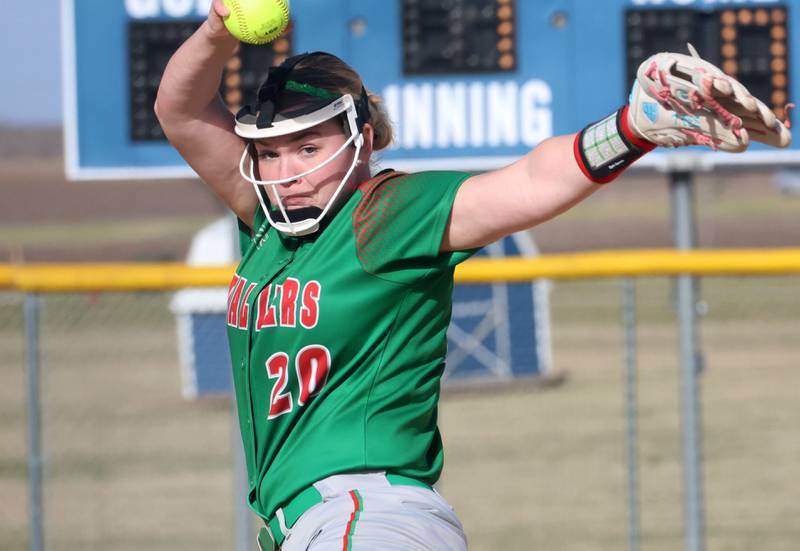 L-P pitcher Taylor Vescogni lets go of a throw to L-P on Tuesday, March 24, 2026 at Little Sibera Field in Princeton.