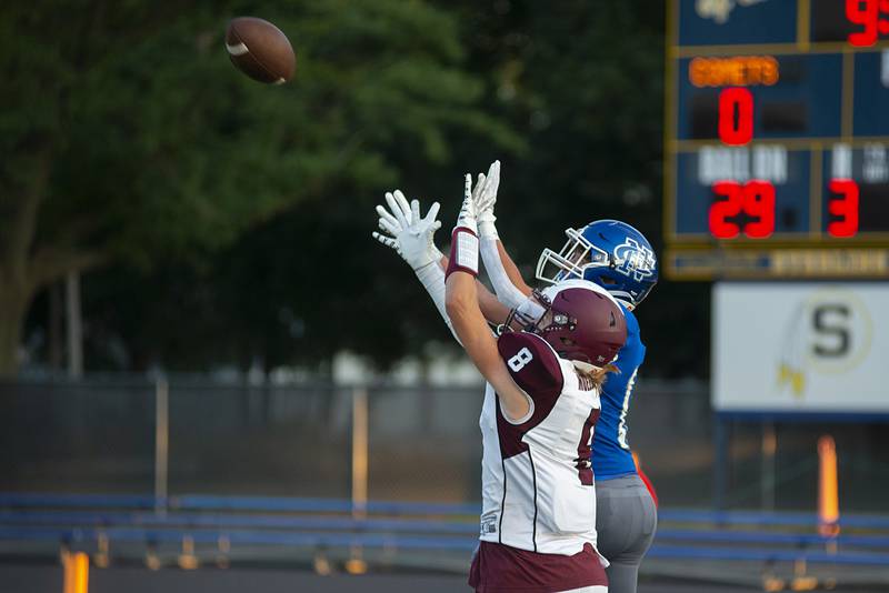 Newman’s Ayden Batten makes an interception early in the game against Rockridge Friday, Sept. 2, 2022.