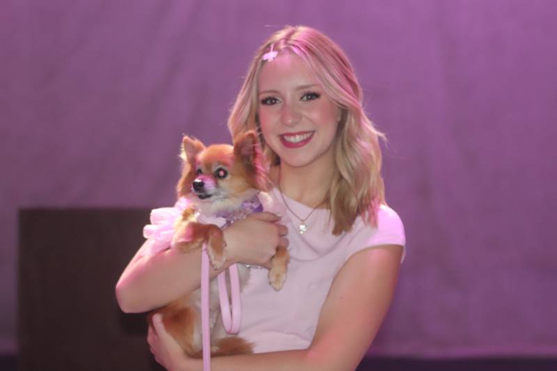 Jenny Dalrymple portrays Elle Woods) and Binx Carrillo-McBride is Bruiser during Timber Lake Playhouse's production of "Legally Blonde," which continues through Sunday.