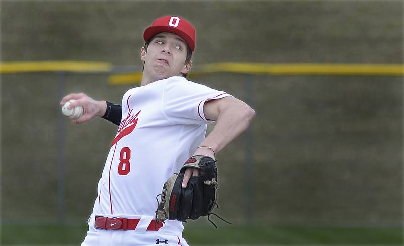 Ottawa starting pitcher Rylan Dorsey lets with a pitch Thursday at Ottawa during a game against Streator on Thursday, March 30, 2023 at Ottawa High School.