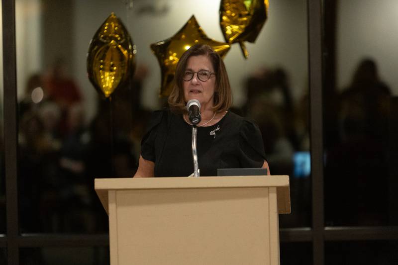 Martha Sanchez speaks after being awarded with the Wood award at the Geneva Chamber of Commerce Awards Dinner on Thursday, Nov. 6,2025 in Geneva.