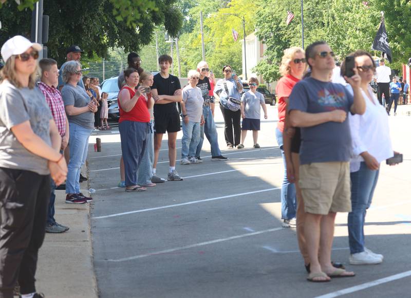 Princeton residents watch the parade down South Main Street to Soldiers and Sailors Park for the annual Memorial Day service on Monday, May 25, 2026 in Princeton.