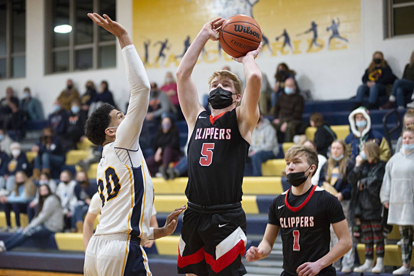Amboy's Andrew Jones puts up a shot against Polo on Wednesday, Jan. 26, 2022.