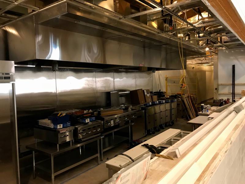 An expansive kitchen will serve up hot dogs, burgers, chili dogs and other meals at the Dairy Barn.