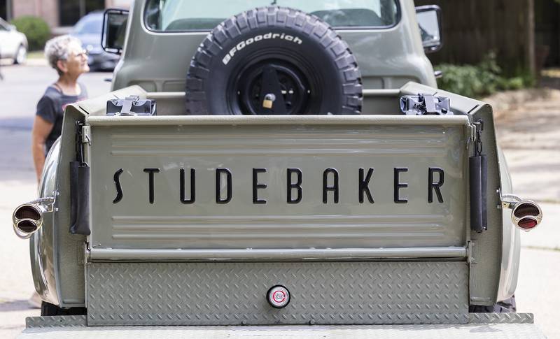 A vintage Studebaker truck is seen Friday, July 4, 2025, at Petunia Fest’s car show in Dixon.