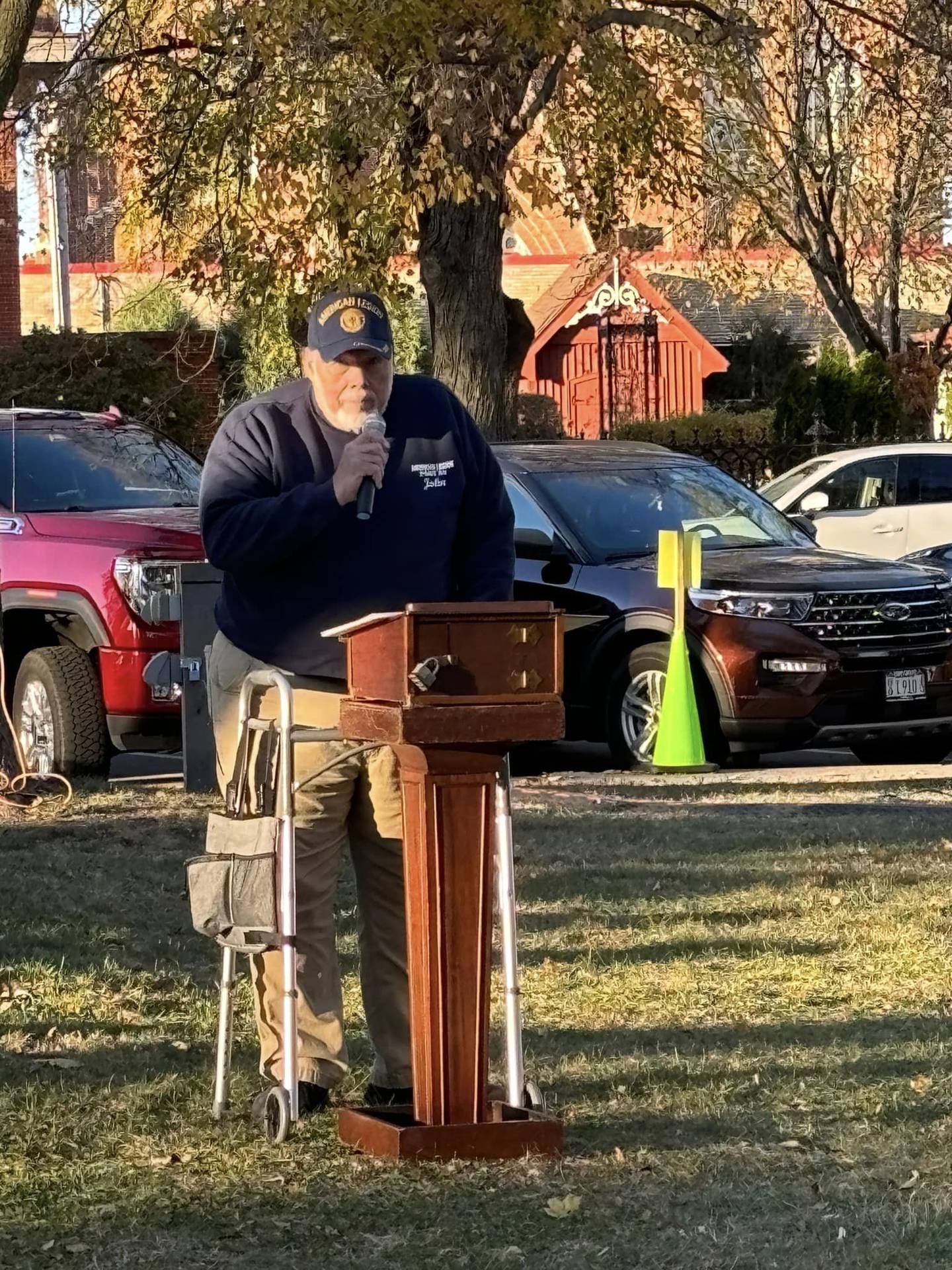 John Duback of the Ottawa American Legion speaks Friday, Nov. 1, 2024, before the start of the 24-hour Veterans Honor Guard Vigil at Washington Square.