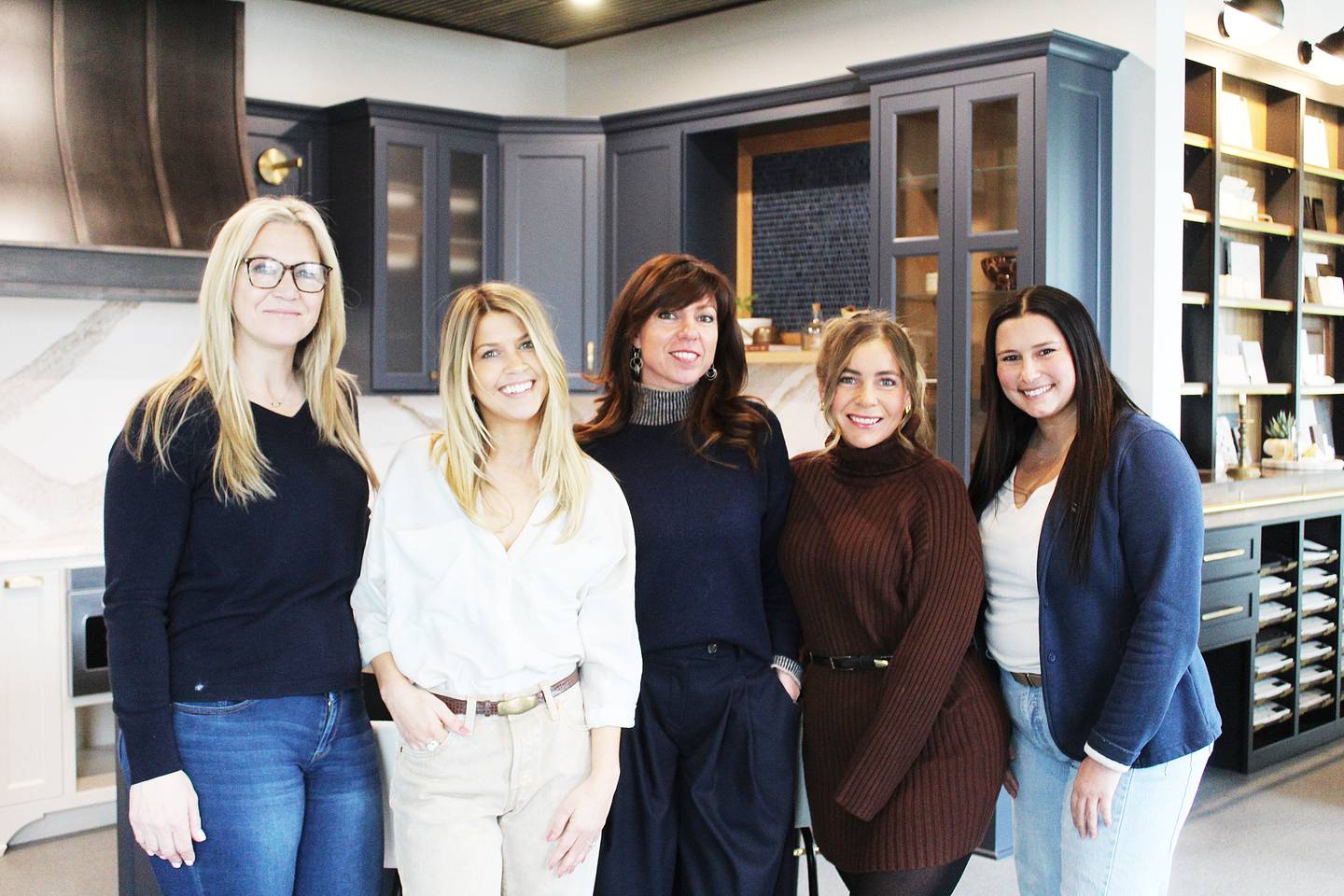 Sterling Woodworks' team of professionals helps clients take their interior design dreams and make them into reality at its Sterling and Lake Carroll locations. Pictured are (from left) flooring assistant Heather Adamec, marketing and creative director Megan Wheeler, designer and rendering specialist Beatrice Zambelloni, sales and design consultant Nicole Bartnick and executive assistant Samantha Bushman.