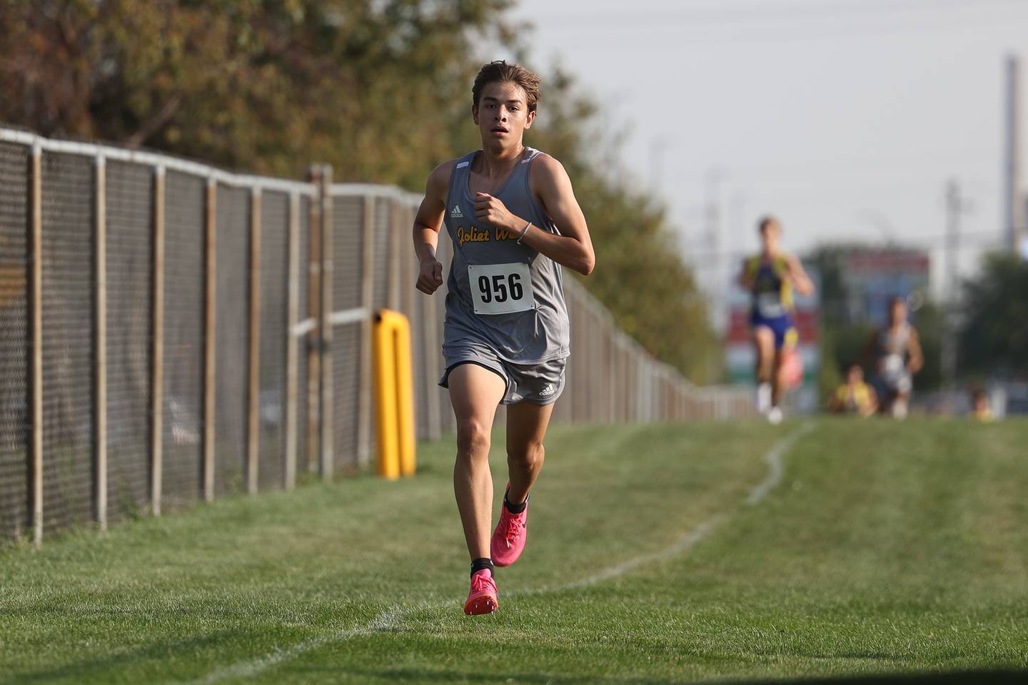 Joliet West’s Julian Esquivel gains a comfortable early lead in the Joliet West Cross Country Dual Meet against Joliet Central on Monday, Aug. 28, 2023 in Joliet.