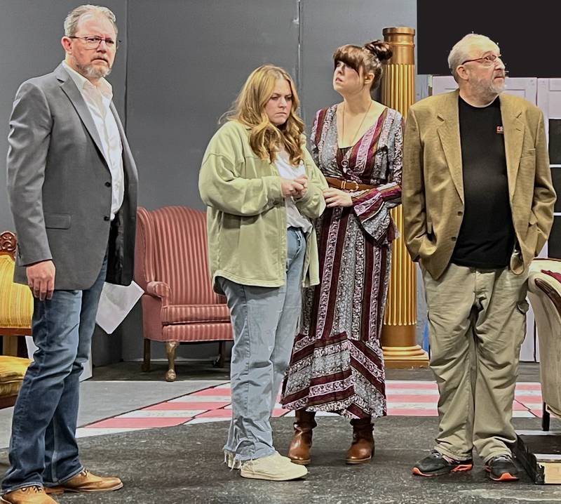 Stage Coach Players cast members rehearsing a scene for their upcoming production of “The Haunting of Hill House”