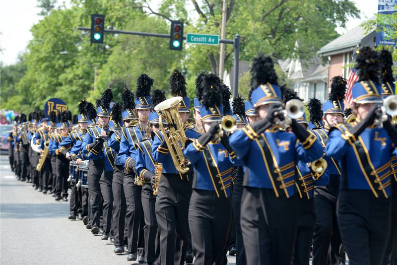 Members of the Lyons Township marching band perform during the annual LaGrange Pet Parade Saturday May 31, 2025.