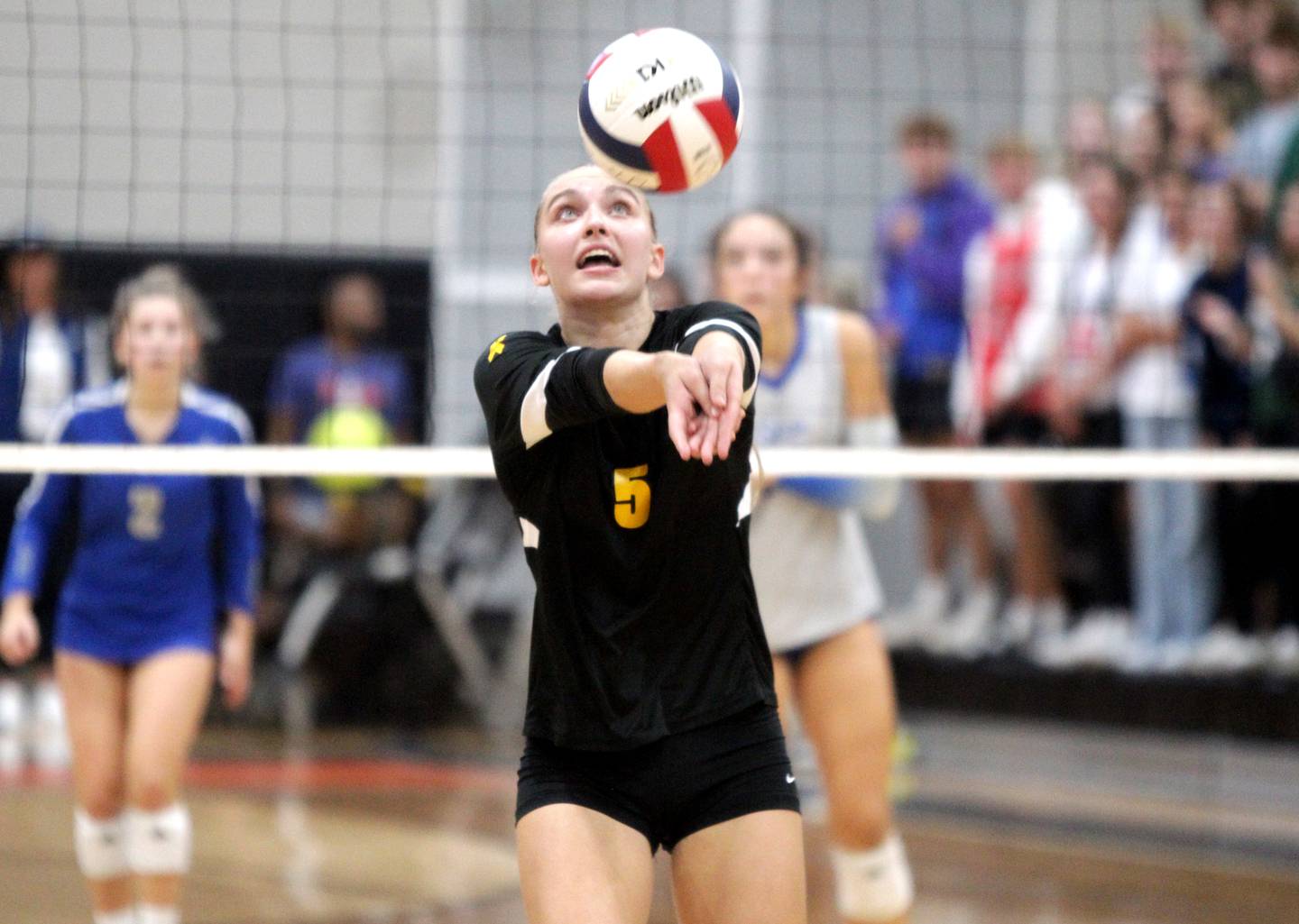 St. Charles East’s Sarah Musial returns the ball during a home game against St. Charles North on Tuesday, Sept. 26, 2023.