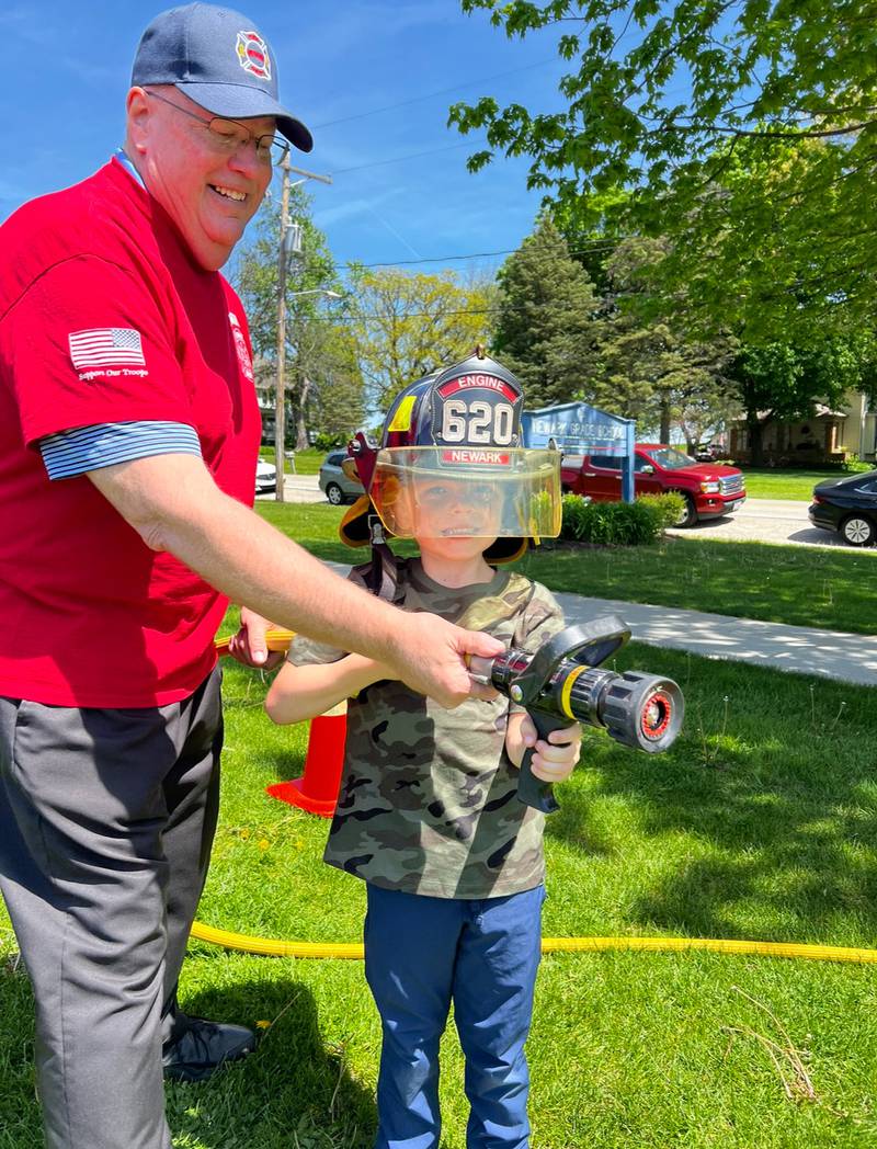 Newark Grade School participated in Camp 911 on May 9, a program begun in 2015 by retired Newark School District nurse Karen Sapsford. Firefighters and EMTs from the Newark Fire Department along with deputies from the Kendall County Sheriff's Office brought their equipment to show students, while nurses from Rush Copley Medical Center in Yorkville taught students first aid.