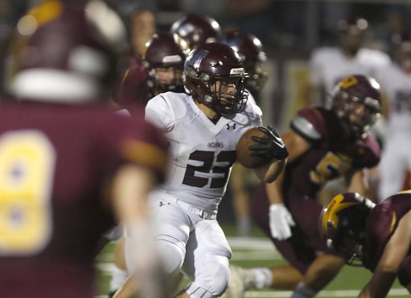 Marengo's Joseph Leibrandt runs with the ball during a Kishwaukee River Conference football game Friday, Sept. 9, 2022, between Richmond-Burton and Marengo at Richmond-Burton Community High School.