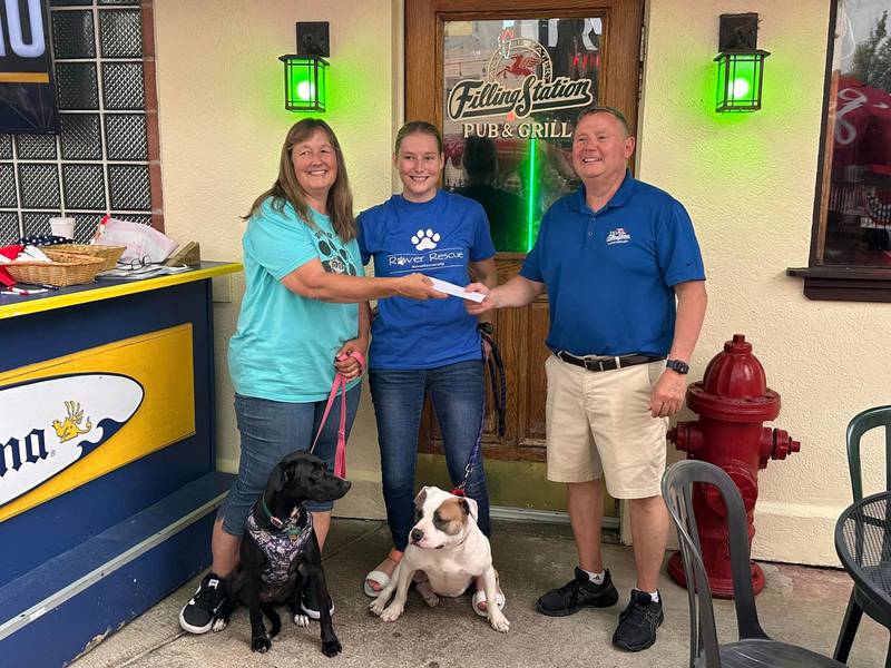 On Thursday, June 29th 2023 The Filling Station Pub & Grill hosted a fundraising event that raised $1,285 for Rover Rescue. Rover Rescue Rover Rescue saves dogs lives from kill shelters and is made up of a network of volunteer foster homes.