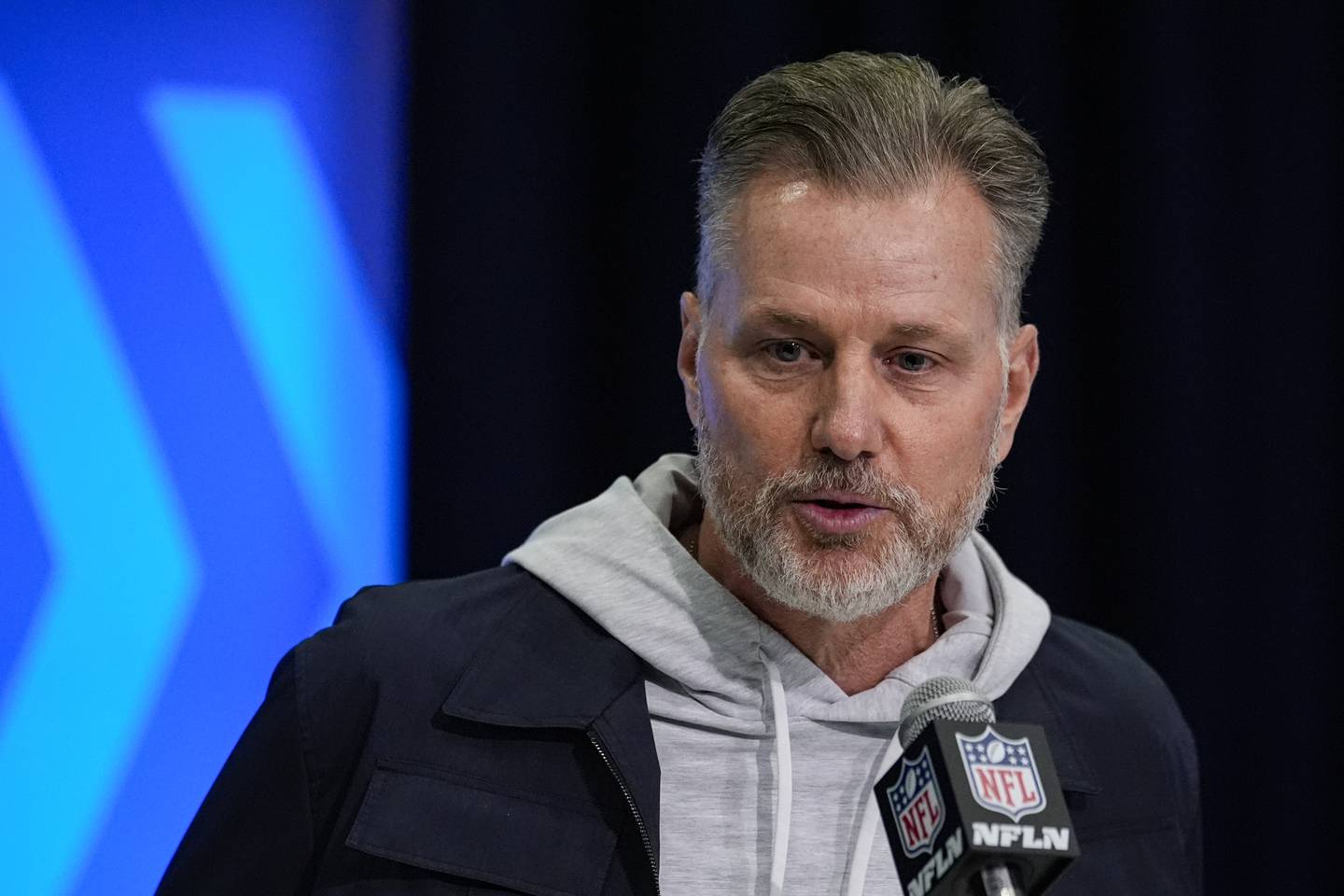 Chicago Bears head coach Matt Eberflus speaks during a press conference at the NFL combine in Indianapolis, Tuesday, Feb. 27, 2024.