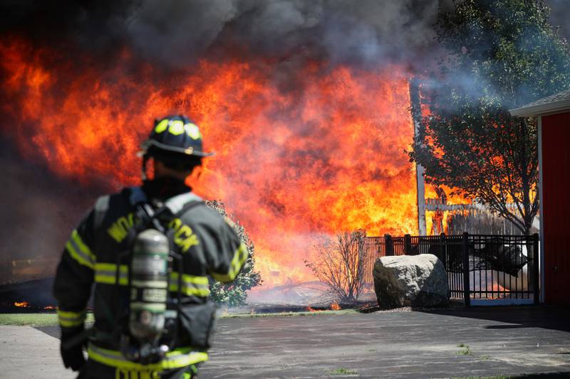 A barn in the 1600 block of South Rose Farm Road near Woodstock burned down Monday, July 1, 2024. No injuries were reported.