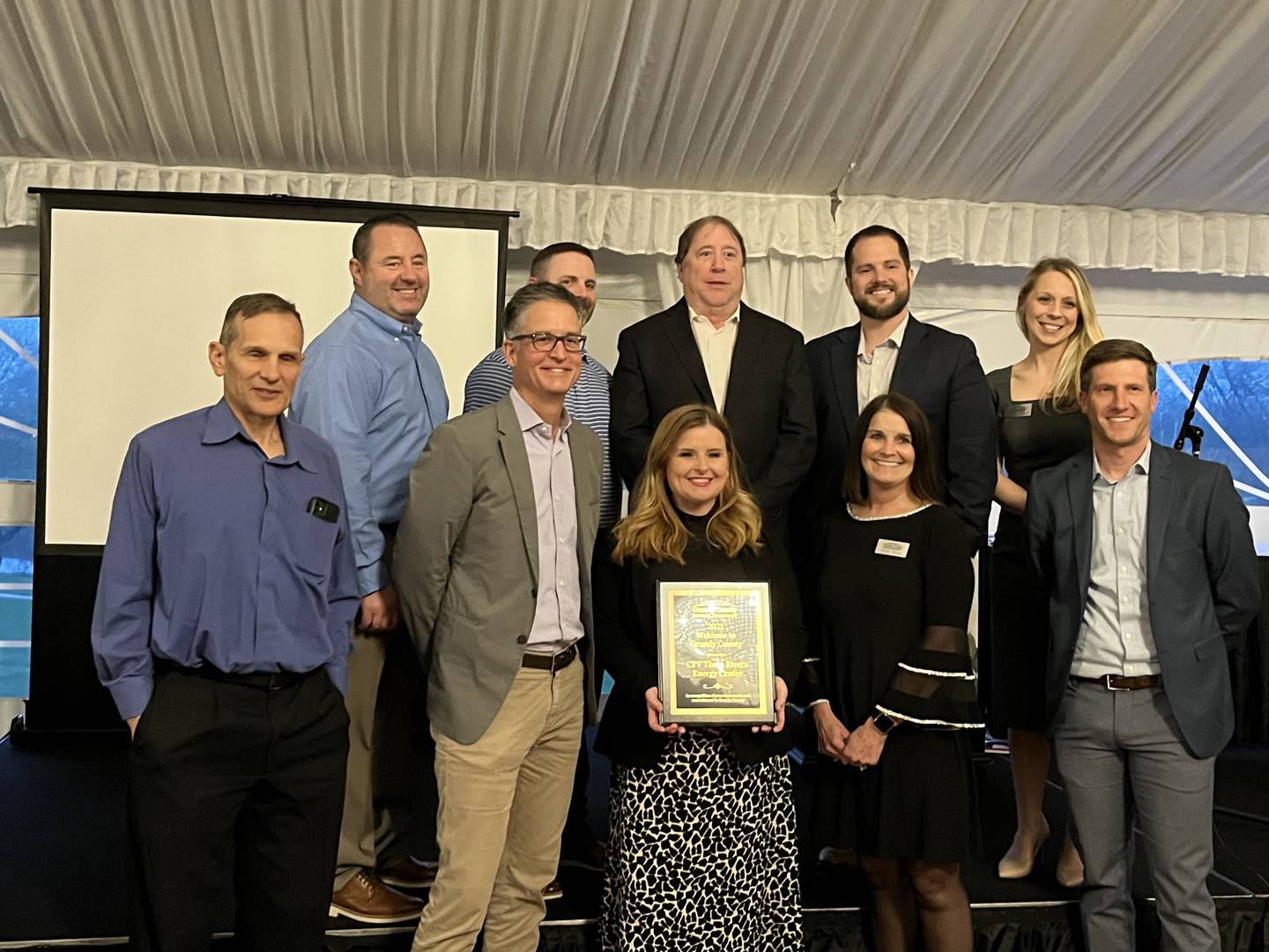 Jeff Ahrens, CPV Three Rivers’ Construction Manager, accepted the Welcome to Grundy County award on behalf of CPV Three Rivers Energy.